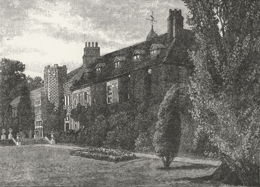 BEXLEY. Hall Place, Bexley 1888 old antique vintage print picture